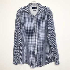 Graham & Graham Dress Shirt Checked Navy/Black Size L/G 16-16.5